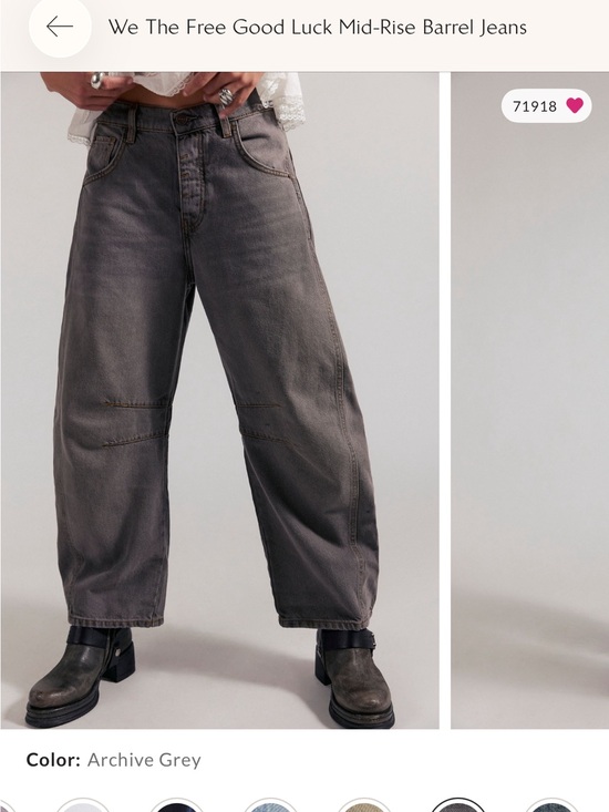 We The Free Denim - We The Free Relaxed Mid-Rise Barrel Jeans in Archive Grey